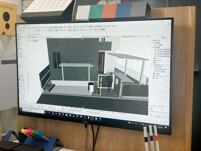 お打合せに向けて池田市外構プランの作成や修正が進められておりました