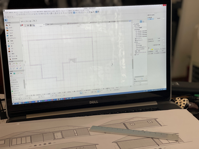 新築建物CAD入力中