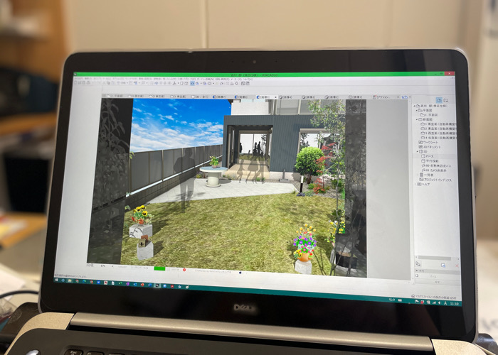 外構・ガーデンリフォームプランのパース作成中