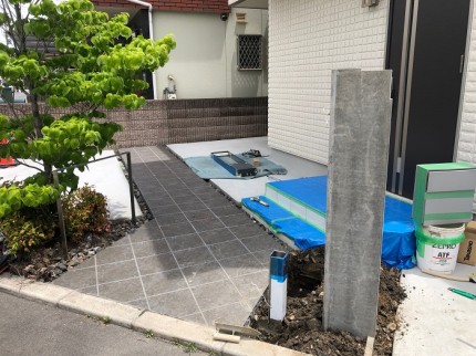 大阪市のリフォーム外構門柱施工