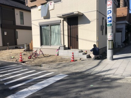 大阪淀川区の外構工事初日