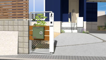 高槻の外構門まわりのイメージパースです。ご希望をお聞きしてお応えできるようご提案しました。少しアメリカンな雰囲気になる予定ですが完成が楽しみです